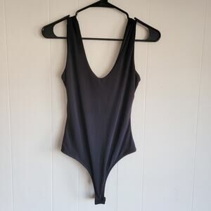 21Saints Black Scoopneck High Leg Bodysuit